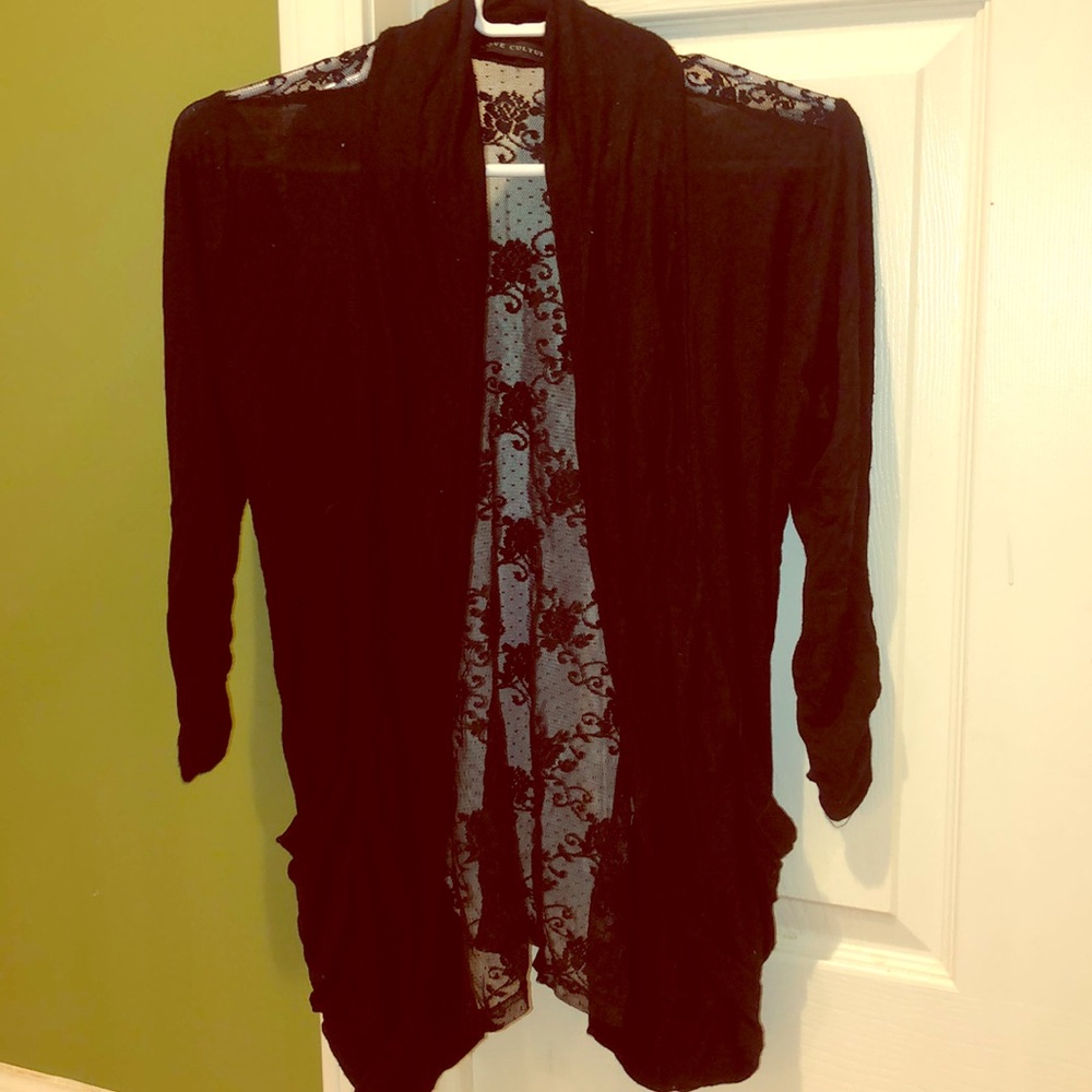 Lace black cardigan